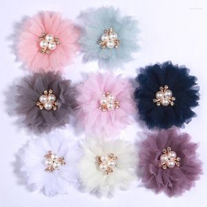 Fiori decorativi 10pcs da 6,5 cm perle perle in tessuto fai -da -te in tessuto artificiale Accessori per capelli artificiali scarpe cappelli decorazioni per la sposa bouquet artigianato