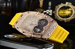 2020 Luxury Mens Watch Six Needle Series alla ratten fungerar kvarts titta på designer klockor märke silikon rem mode diamant bezel r5464674