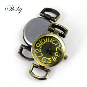 Relógios shsby personalidade diy bronze antigo assistir cabeçalho numerais pretos círculo assistir comprimido watch watch watch acessórios por atacado