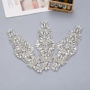 Yanstar 1pcs Appliques di strass perline da sposa Appliques trasparente in oro rosa Cristallo di abiti da sposa cintura 3786870