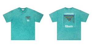 RhudeTシャツメンズデザイナーシャツレディーストレンディブランドショーツファッション服ZRH001カラフルなドアウォッシュオールドショートスリーブ298
