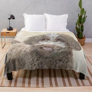 Coperte Lagotto Romagnolo Painting - Cute Original Dog Art Throw Coperi divano estate