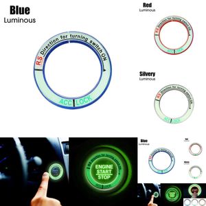 Neues Neues Upgrade Luminous Ignition Button Aufkleber Auto Styling Kreis Ein-Klick-Start-Taste-Dekorationschlüsselabdeckungsschalter Zündkeyring Dekor