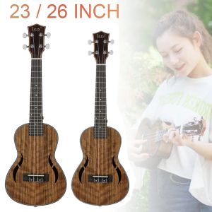 Kablolar 23/26 inç konser tenor ukulele tam paket müzikal hediyeler ceviz ahşap 18 perde dört ipleri Hawaii mini gitar ukulele parçaları