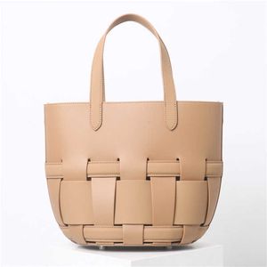 Leather Tote Bag for Spring/summer 2024 High-capacity Woven Vegetable Basket Niche Commuting Handbag