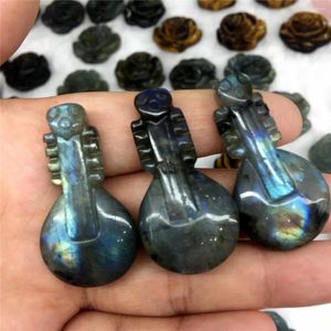 Dekoratif Figürinler 1 PCS Güzel Doğal Renkli Drawfeldspat Crystal El Oyun Gitar Noel Hediyeleri Güzel Renkler