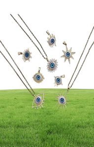 Turkiska lyckliga onda ögonhalsband kvinnor 8 stil blå ögon kvinnlig charm mode emalj rostfritt stål kedja halsband smycken present g13895743