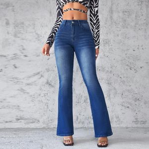 Kvinnors jeans kvinnor temperament smala wrap höfter avslappnad elasticitet flare byxor byxor klassiska bootcut sweatpants för 2024