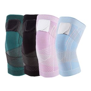 Adjustable Breathable 3D Knitted Elastic Nylon Knee Support Sleeve Compression Sports Knee Brace with Belt