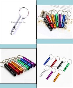 Keychains Metal Whistle Portable Self Defense Keyrings Rings Holder Fashion Car Key Chains Accessories Outdoor Cam Survival Stones8353022