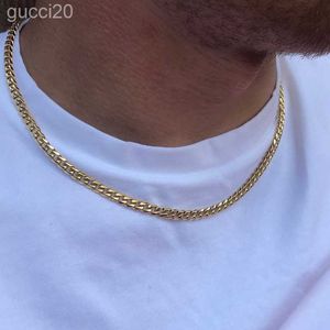 5mm Miami kubansk länkkedja halsband män guldkedjor rostfritt stål choker mens hip hop smycken gåva 7mhx