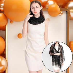 Scarves Fashion Pure Color Women's Lace Evening Dress Shawl Sheer Hollow Bridal Bridesmaid Boleros Wraps Mesh Wedding Capes Party Shawls