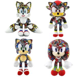 30CM Super Sonic Plush Toy The Hedgehog Amy Rose Knuckles Tails Cute Cartoon Soft Stuff Doll Birthday Gift for Children