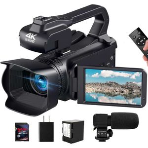 Videocamera per videocamera da 64 MP con focus automobilistico HD da 60 fps, 40 touch screen, zoom 18x, batteria da 4500 mAh, stabilizzatore portatile, scheda SD da 64 GB, telecomando
