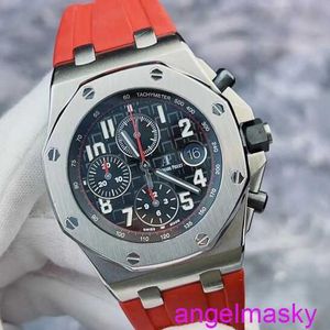 Famoso orologio da polso AP Royal Oak Offshore Series 26470st di prima generazione Vampire Red Ago Tempo di orologio meccanico automatico Mens 42mm