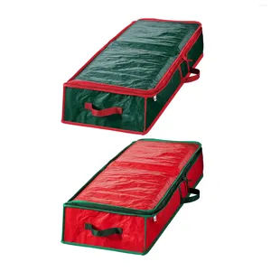 Förvaringspåsar Röd/grön julkortspåse Ornament under säng fukt Proof Dust Recycle Woven
