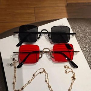 Sunglasses Trendy Square Small Metal Frame Punk Sun Glasses Hip Hop Shades UV400 Eyewear Candy Color Motorcycle