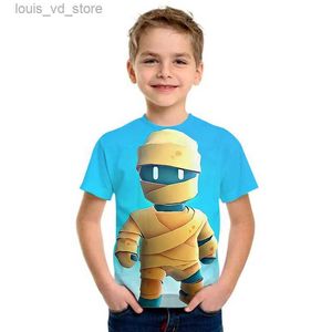 T-shirts 2023 Stumble Guys 3d Kids T Shirt Boys Girls Harajuku Shirt Cartoon Funny Tee Tops Wednesday Childrens Clothing T240415