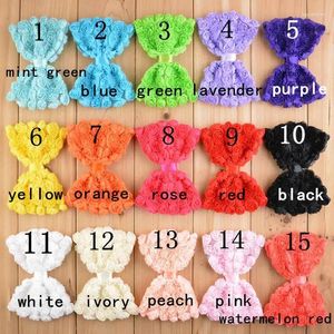 Dekorative Blumen 30pcs 12 cm Haare Rose Chiffon Bogen für Kinder Stirnband DIY-Handwerk können Farben wählen (HMB-16)