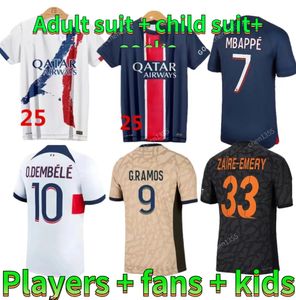 24 25 Maillot MBAPPES Soccer Jerseys Kids Kit 23/24 Player Version Training Pre Match 2023 2024 Maglia Paris Home Away Football Shirt HAKIMI FABIANs VITINHA Os DEMBELE