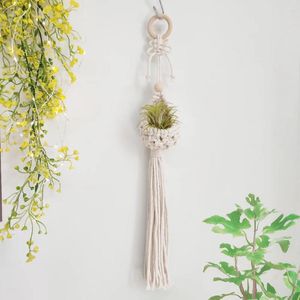 Tapisserier Macrame Air Plant Hanger Mini Basket Wall Hanging Succulent Plants Grass Tillandsia Holder Boho Indoor Outdoor Home Decor