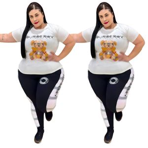 5xl plus trackuit t-shirt casual e leggings a due pezzi set di abiti estivi gratuiti