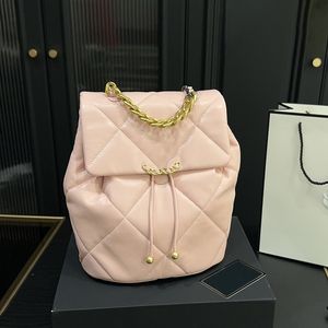 24c 19bag Frauen Rucksack Designertasche 23 cm Klappschalter Umhängetasche Leder Matelasse Kette Gold Hollow Out Luxushandtasche große Kapazität Kupplung Pochette