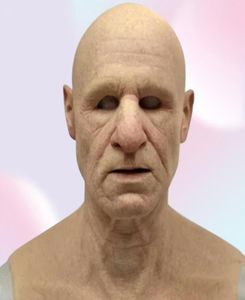 Parti Maskeleri Kuulee Cosplay Bald Yaşlı Adam Kırışıklık Yüz Maskesi Cadılar Bayramı Karnavalı Props3940981