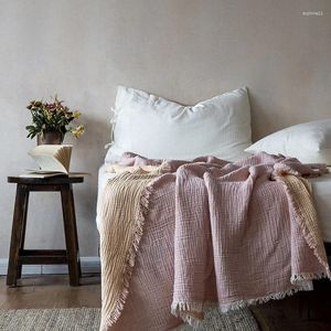 Cobertores musselina algodão cobertor arremesso por atacado roxo xadrez de colcha de colegas de sofá -cama de adulto de alta qualidade rosa de alta qualidade 130x170cm