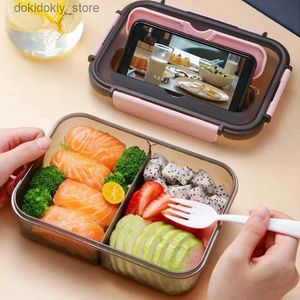 Bento Boxes Transparent Lunch Box For Kids Food Storae Container med lock Läcksäker mikrovågsugn Mat varmare snacks Bento Box Japanese Style L49