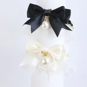 Hundkläder söt krage spets bowknot pärla katt halsband söt nackdekoration elegant mild valp slips kattunge haklappar husdjur leveranser