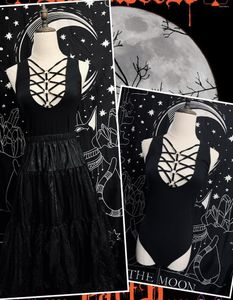 Damen -Jumpsuits Original Dark Goth Goth Gurt Metal Ring Sexy Subkultur Nachtclub Show Brust Versuchung Internet Promi Basis Bodysuit