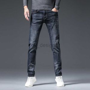 Men's Jeans designer High end men's slim fit elastic jeans men's autumn and winter new small straight leg pants trendy long pants