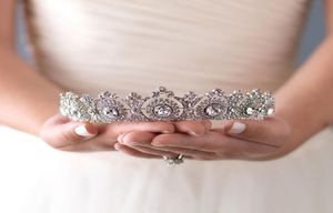 Ny västerländsk stil brud krona pannband underbar kristall brud huvudstycke hår tillbehör bröllop tiaras hår smycken fest gåva9778868