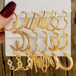 C-shaped Metal Texture Advanced Sense Personalized Ear Ring Fried Dough Twists Earrings Set 6 Pieces
