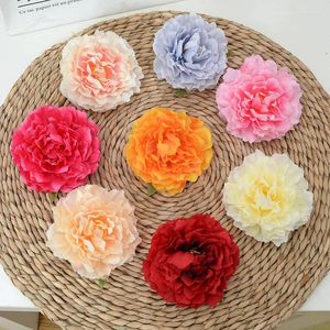 Flores decorativas de casamento suprimentos artificiais t mesa el decoração home decor diy flor falsa cabeça coreana estilo peony cabeças