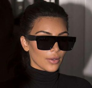 Hapigoo Famous Celebrity Italy Brand Designer Kim Kardashian Square Solglasögon Kvinnor Vintage Flat Top Sun Glasses för Female1054950