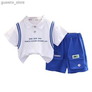 Set di abbigliamento Nuovi vestiti per bambini estivi per bambini ragazzi Sport Sports T-shirt Shorts 2 pezzi/set per bambini in costume casual per bambini