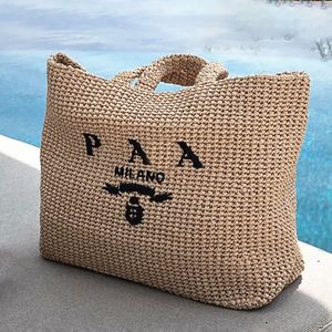 Triangle Handbags Designer Tote Womens Straw Weave Raffias Top Handle Beach Shopper Weekender Clutch Bags Mens Fashion Crossbody Shoulder Bag