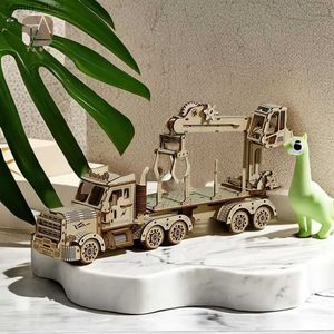3D Puzzles Tada DIY 3D Brinquedos de madeira de madeira Modelo de presente de assembléia de guindaste de caminhão para crianças adultos y240415