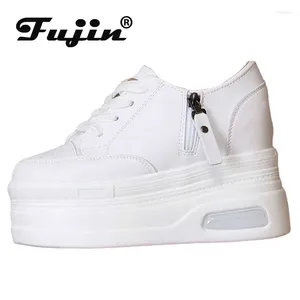 Casual Shoes Fujin 8cm 10cm 12cm Air Mesh Microfiber Leather Boots Spring Autumn Women Comfy Fashion Chunky Sneaker Flats Ankle