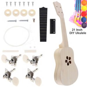 Кабели 21 -дюймовый укулеле DIY KIT Basswood Soprano Hawaii Гитара с сакурой звуковой ручной работы.