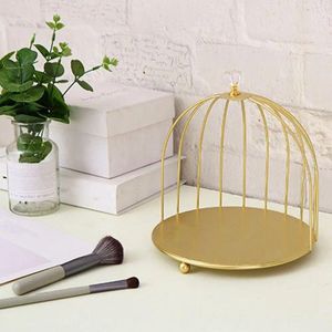 Storage Boxes Wrought Iron Bird Cage Rack Practical Gold Decorative Crystal Display Shelf Nordic Style Cosmetics Home