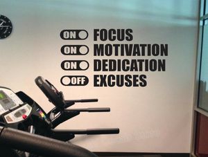 Focus Motivation Dedication On Excuses Off Wall Stickers for Gym Fitness Vinyl Wall Decal Bedroom Home Decor Classroom5232238