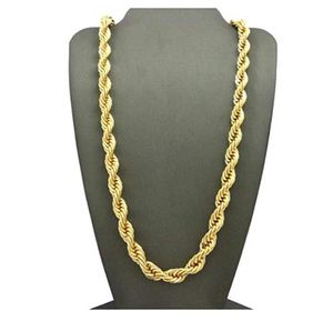 Heavy Hip Hop 24quot Unisex Rapper039s 7mm Solid Thick Rope Chain Necklace 18k Yellow Gold Filled Collar Clavicle Men Jewelry9770493