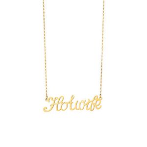 Ligatures Cursive Letter Hotwife Necklaces Hot Wife Pendant Enchanting Fascinating English Word Clavicle Choker for Women Female Mama