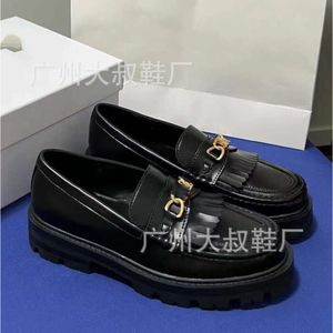 24SS Women Shoes Designer High Version Triumphal Celins Tassel Thick Sole Lefu Leather Shoes For Women New Summer Muffin British Single Shoe Trend