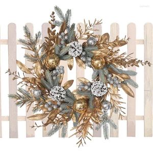 Dekoratif Çiçekler Noel Pinecone Çelenk Diy Noel Ağacı Ön kapı için Süslemeler Yeşillik Garland Kolye Dekorasyon