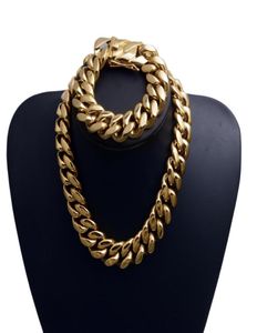 MENS GOLD CUBAN LINK CHEINS HIP HAN Hop Gioielli 22M Braccialetti in acciaio inossidabile Collace5216205