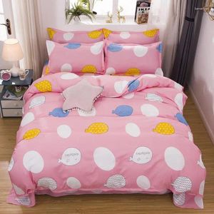 Bedding Sets Duvet Cover Set Pastoral Style Home Spring Bedclothes Summer Cute Pink Girl Kid Plaid Bed Linen Sheet Whale 4pcs